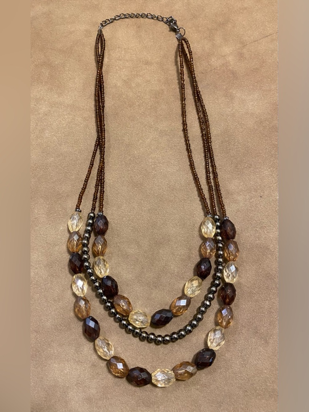 Brown Multi-Strand Hematite Beaded Necklace - Picture 1 of 3